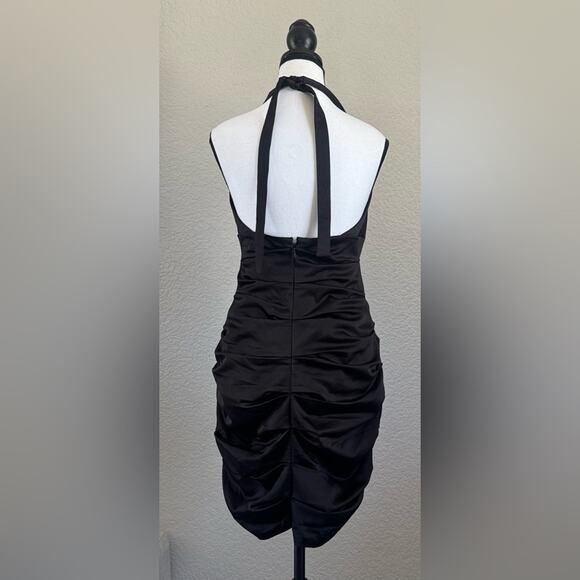 Y2K BCBGMaxAzria Ruched Halter Dress | Size 8 - Picture 3 of 8
